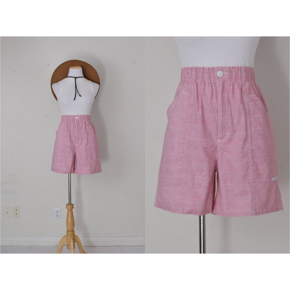 Vintage 90s Cherokee Red Plaid Shorts size 8| 24-30‎ waist